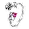 Silver Universal Ring Skeleton Hand HEART and ROSE Silver 925