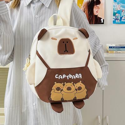 Neuer Kinder Capybara Rucksack mit großem Fassungsvermögen, leicht, für den Schulweg, niedlich, Cartoon-Mädchen-Rucksack, Grundschüler-Schulranzen