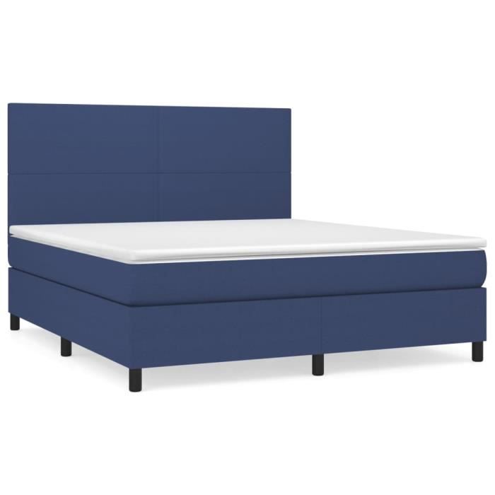 VidaXL Lit à sommier tapissier avec matelas Bleu 180x200 cm Tissu - Modèle 3141639