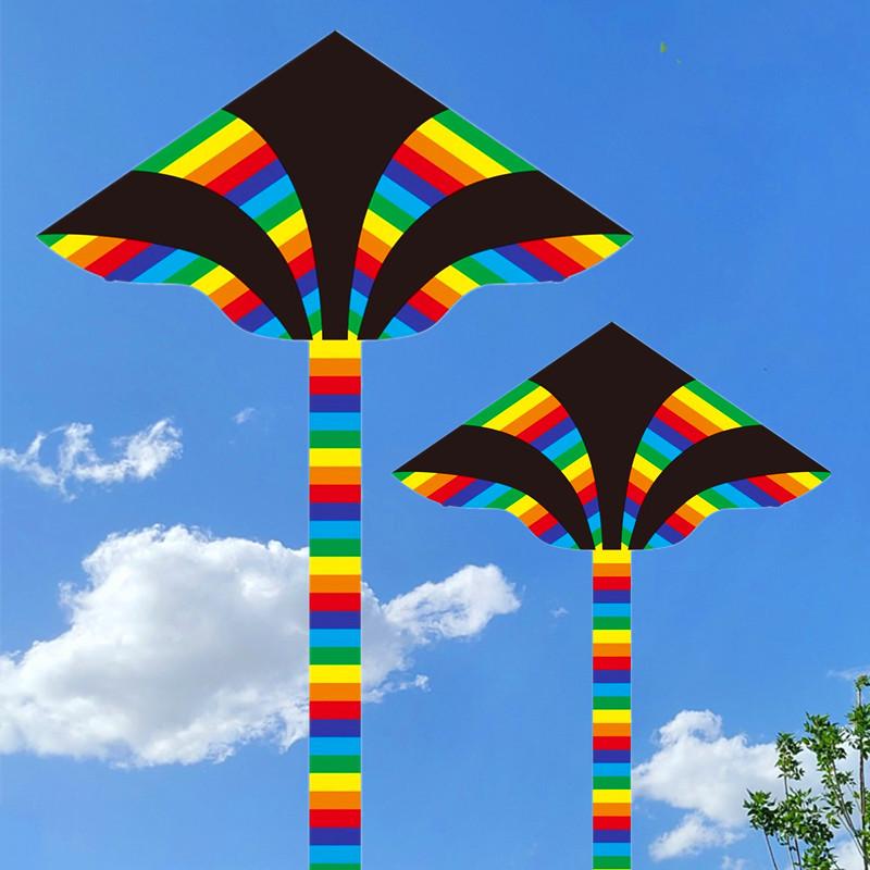 Weifang Black-Head Rainbow Triangle Kite - Easy to Fly in Light Breeze, Popular Online 1.5m Black Head Rainbow (Kite Only)