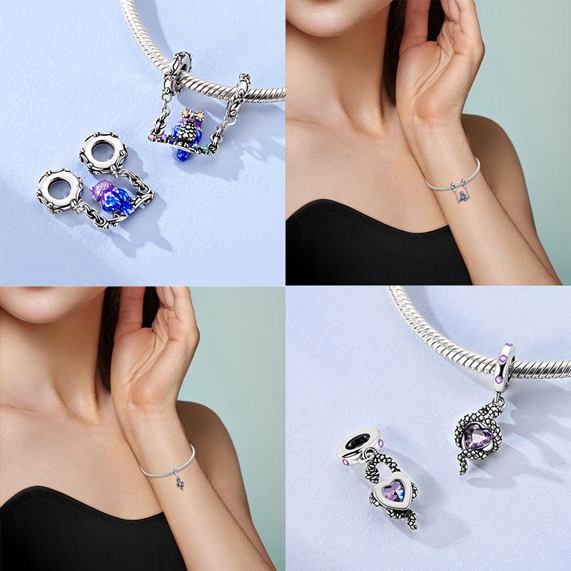 Charms Copper Red Dragon Treasure Heart Rose Panda Cat Pink Pig Beads Pendant Fit Original Bracelet Diy Jewelry