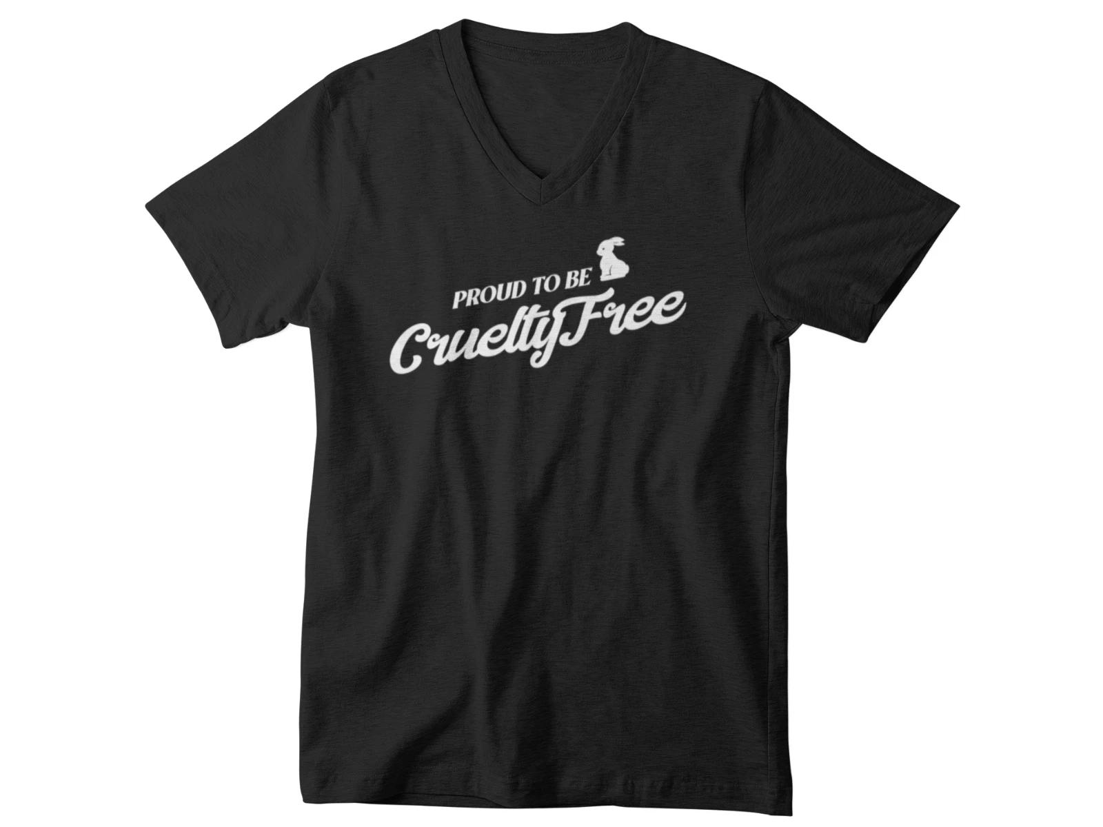 Mens V-neck Proud to be Cruelty Free Shirt Bunny Vegan Retro Animal Rights Lover L