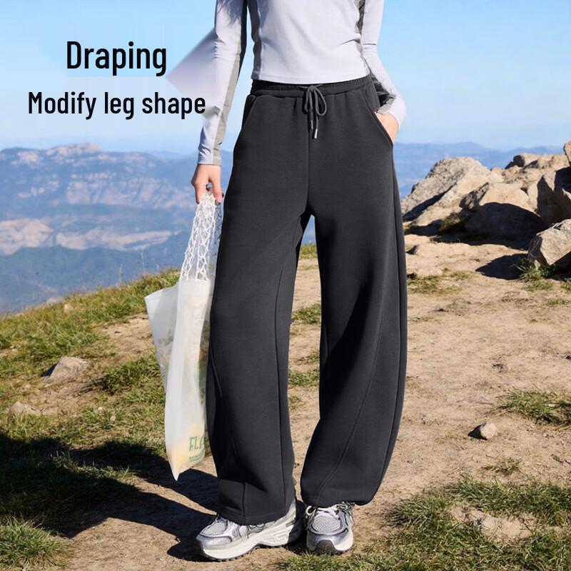 Baleno Women's High-Waisted Fleece-Lined Wide-Leg Casual Pants
