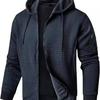 European Style Men's Lightweight Hooded Full Zip Waffle Knit Jacket (2025)