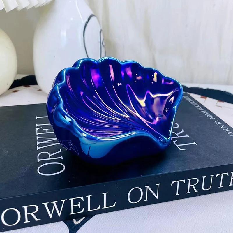 Creative Shell Ceramic Soap Dish Bathroom Accessories Soap Draining Holder Elegant Desktop Makeup Jewelry Display Tray