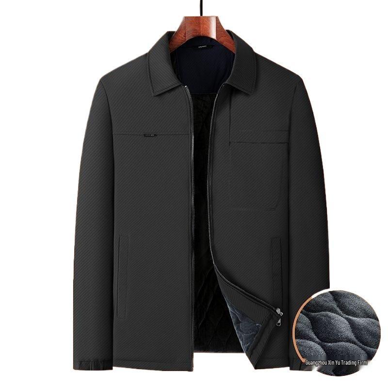Men's Mid-aged Fleece-lined Winter Jacket: Warm, Thick, and Perfect for Autumn and Winter.