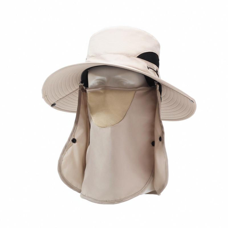 Summer Mens Wide Brim Sun Hat With Removable Mask For Outdoor Fishing And Sun Protection