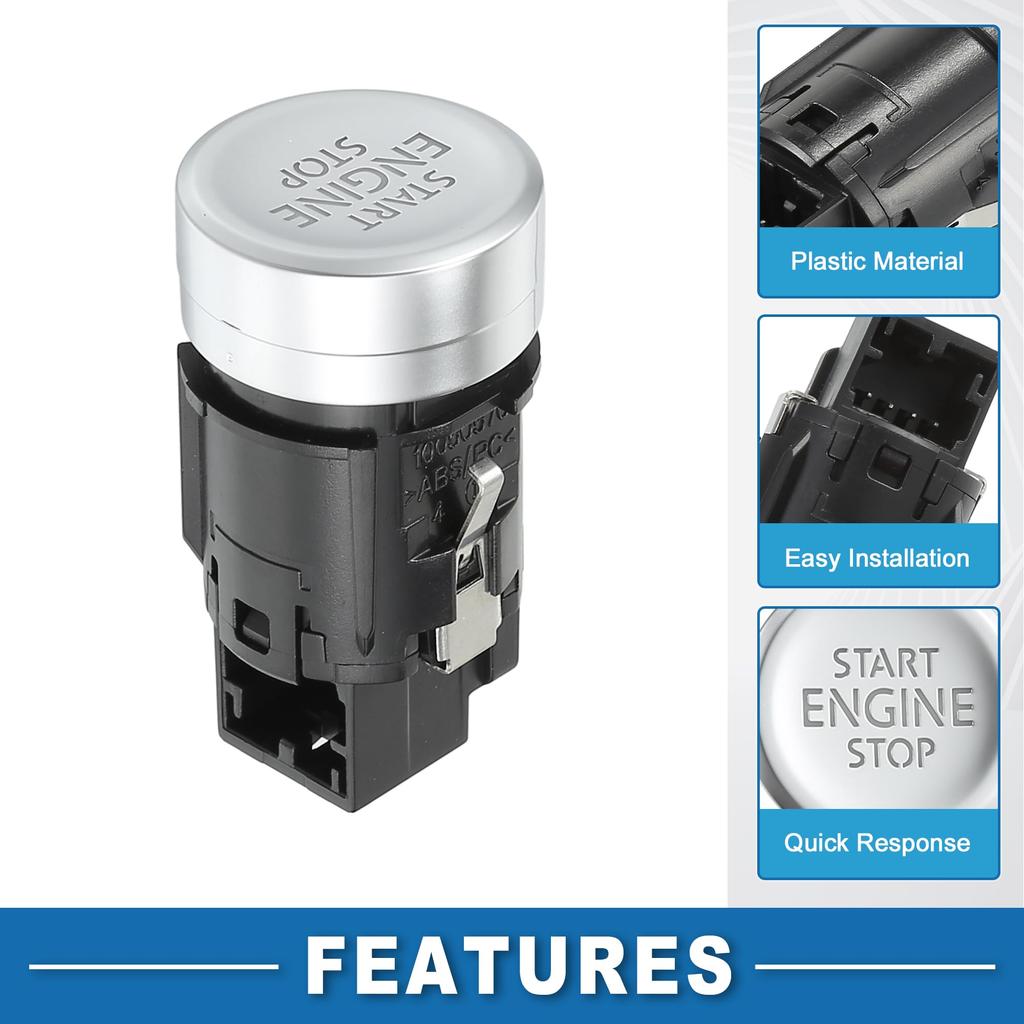 A ABSOPRO Push Button Starter Switch No.5GG959839 Engine Start Stop Switch Button for Volkswagen Golf 7 MK7 2013-2017 Silver Tone