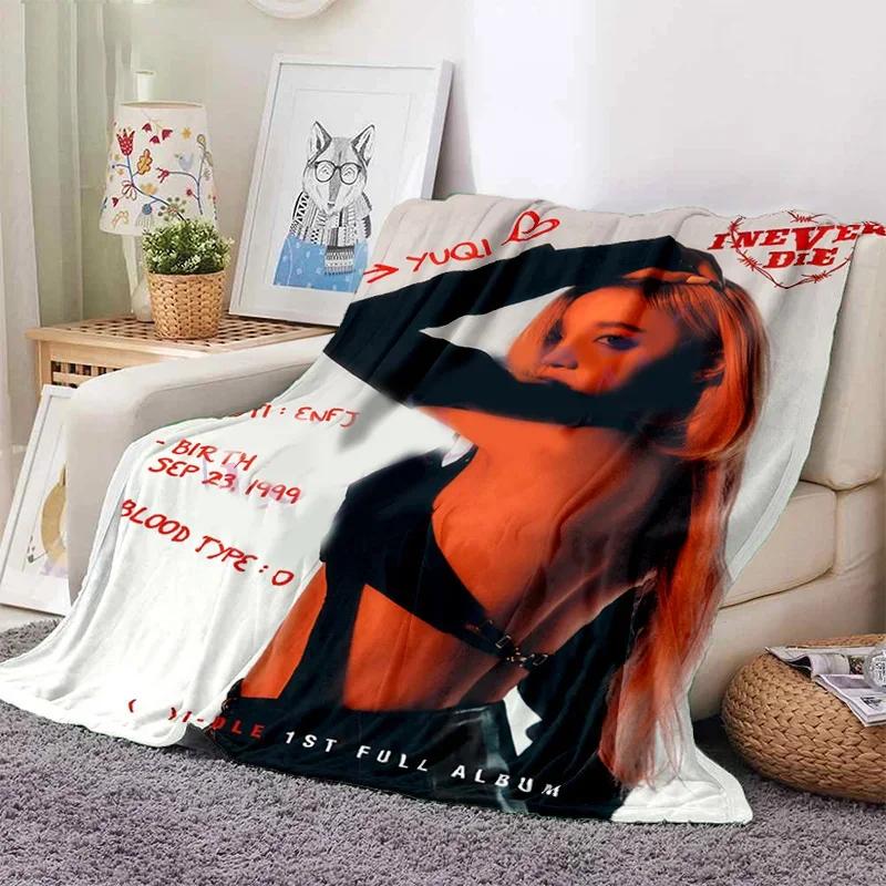 Kpop Girl Group (G)I-DLE Miyeon Minnie Soyeon Blanket Neverland Fans Gift Sofa Office Bed Adult Travel Cover Flannel Blanket