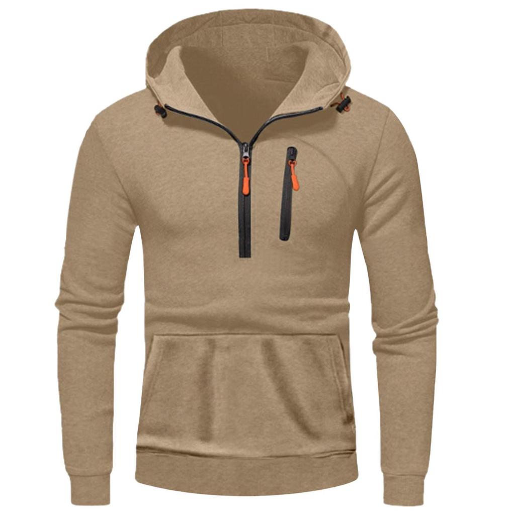 2025 Men's Casual Hooded Pullover Zipper Long Sleeve Sports Sweatshirt for Spring and Autumn