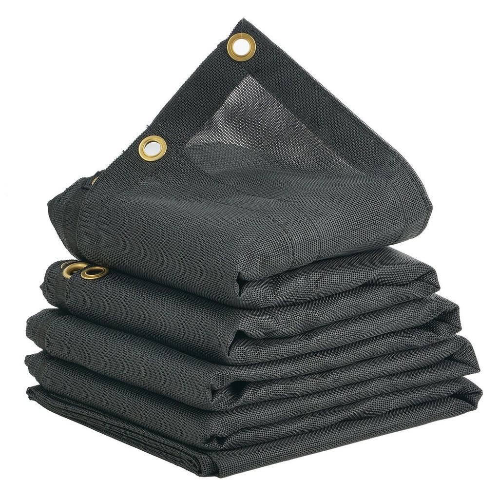 Dump Truck Mesh Tarp, 6 x 14 ft, PVC Coated Black Heavy Duty Cover with 5.5" 18oz Double Pocket, Brass Grommets, Reinforced Double Needle Stitch