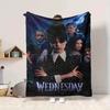 1Pc Wednesday Addams Mystery Flannel Blanket, Soft And Comfortable, Casual Warm, Camping Travel, Christmas, Halloween Xmas Gift L1256