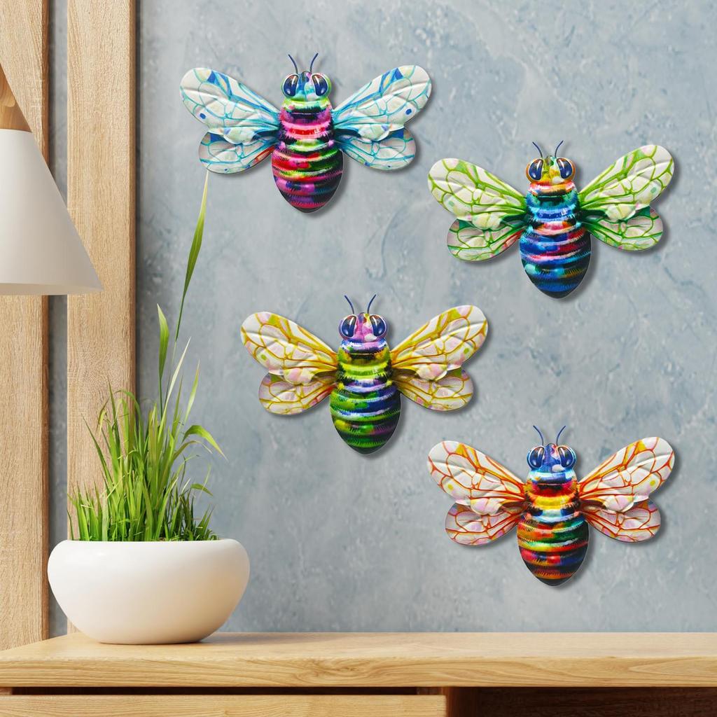 Bee Iron Wall Decor Art Ornament Yard Sculpture Artwork Metal Small Home