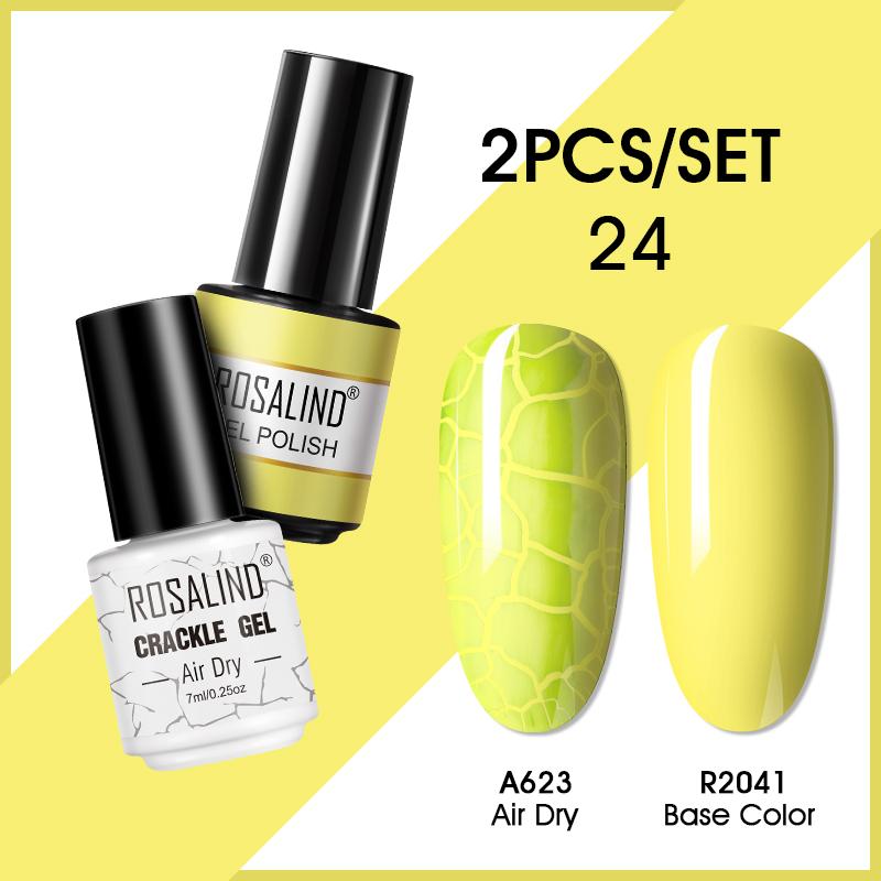 ROSALIND 7ml Nagelgel Nagellack Cracked Gel Semi-Permanent Esmalte Hybrid Lack UV Nagelkleber Nagellack Primer Matt 2er Set