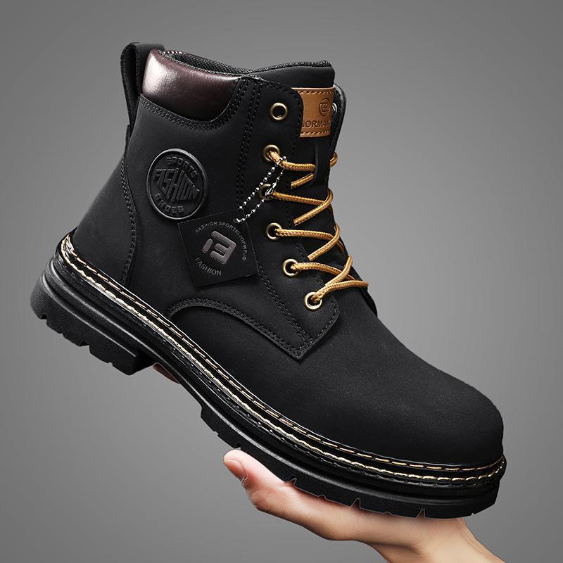 

Высокие ботинки Мартин мужские осень и зима новые ботинки из кожи в британском стиле мужские дышащие ретро рыжие рабочие ботинки прилив 44