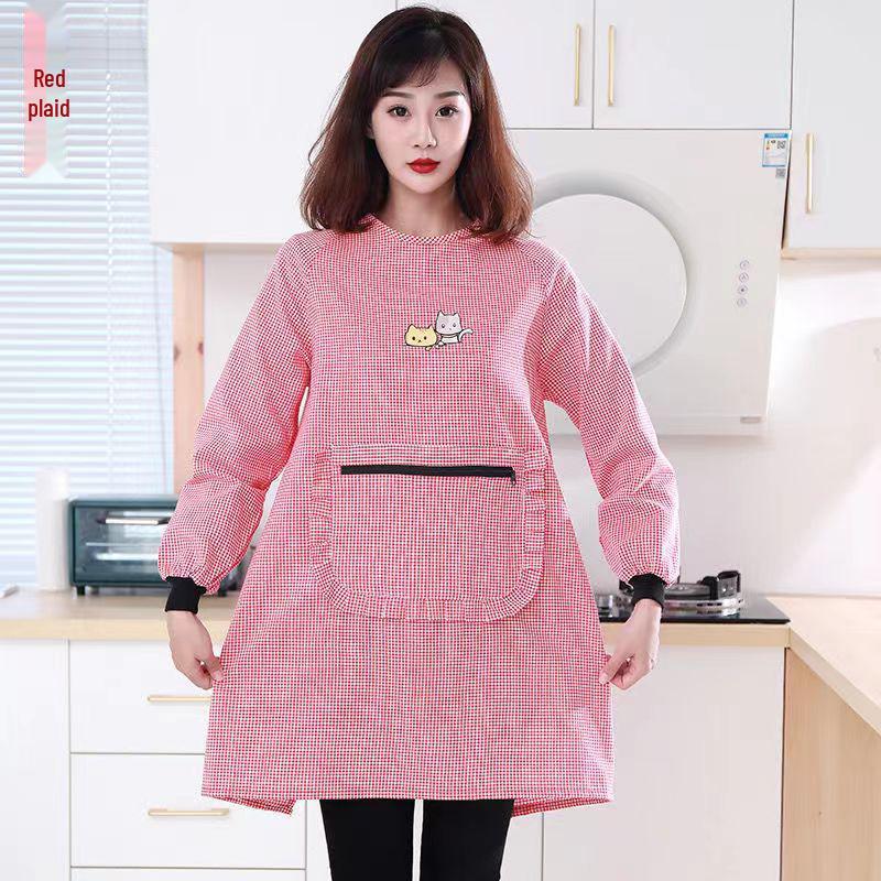 Stylish Cotton Long-Sleeve Coveralls - Autumn/Winter Kitchen & Home Cooking Apron for Adults