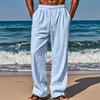Herren Sommer Leinenhose Übergröße - Europäischer Amerikanischer Stil, Gerades Bein, Falten, Kordelzug, Schnelltrocknend.