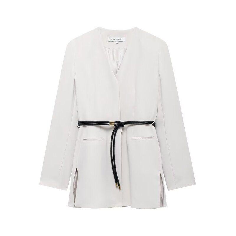 Fashion Style 2024 Fall and Winter New Women's Clothing with Belt Long Sleeves Casual Suit Jacket Pants 8941178