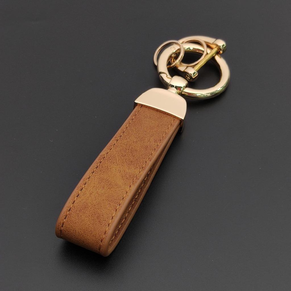 Minimalist Stainless Steel Metal Keyring Leather Car Keychain Pendant Laser Engrave Customized Name Vintage Accessory Gift