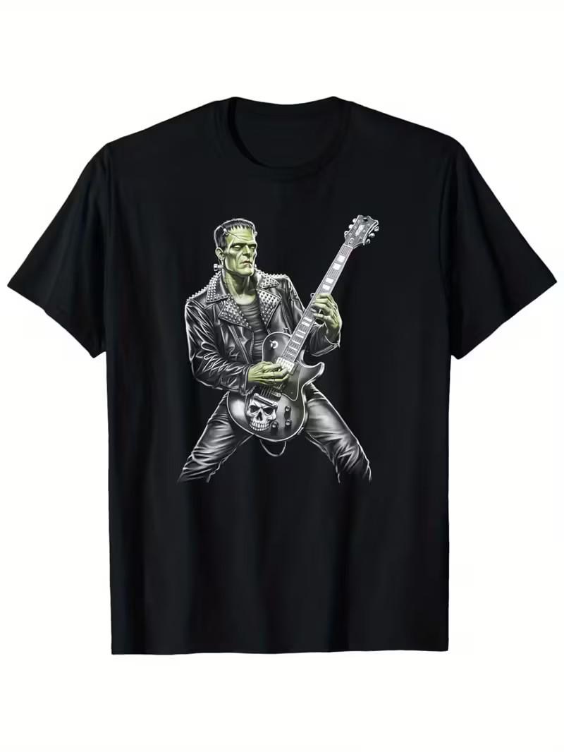 Rock Guitarist Playing Frankenstein Music T-Shirt S