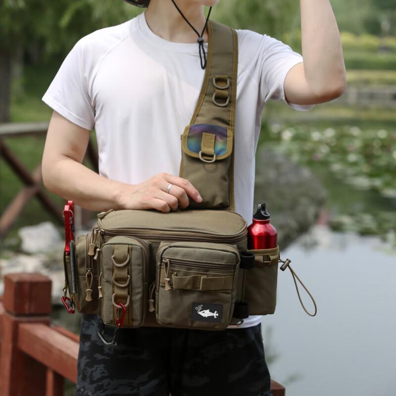 MDNG Fishing Lure Shoulder Crossbody Bag with Rod Holder