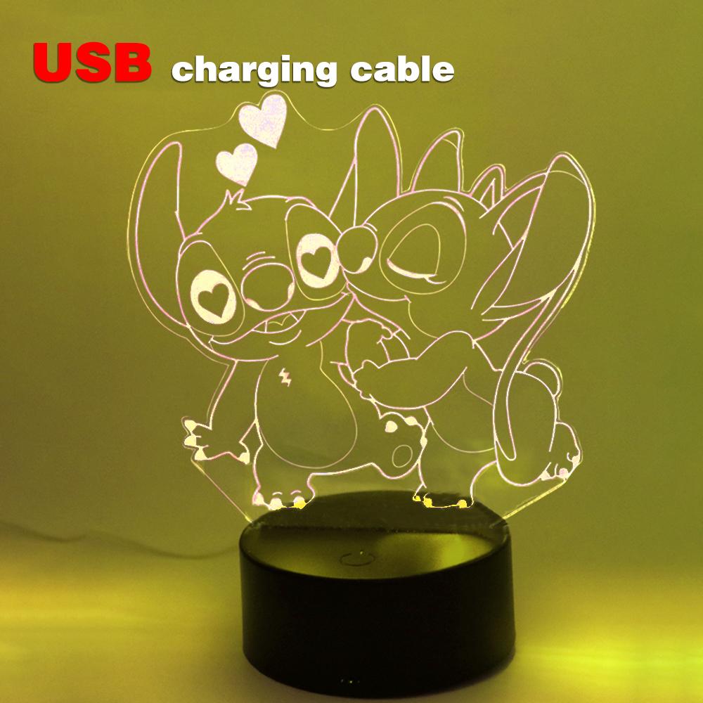 Anime Lamps Illusion Stitch LED Night Light with Remote Control Smart Touch Room Decor Lamp Valentine's Day Christmas Gifts