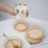 Handmade Rattan Woven Tea Trays Laciness Cup Holder