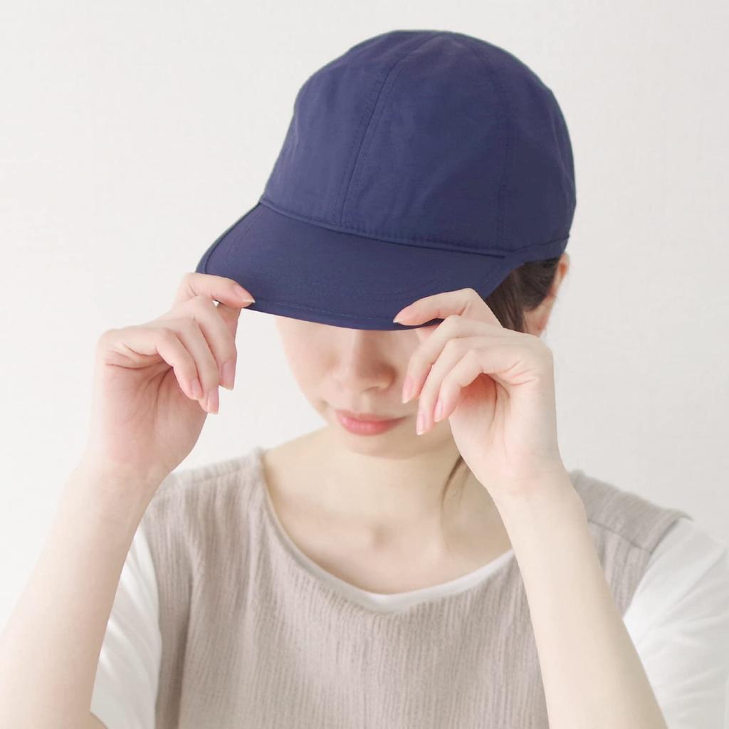 Shirokuma no Kimochi Cool Fabric UV Water Cool Cap Free Size Women's Cap, Protection, WCC-101, Navy,