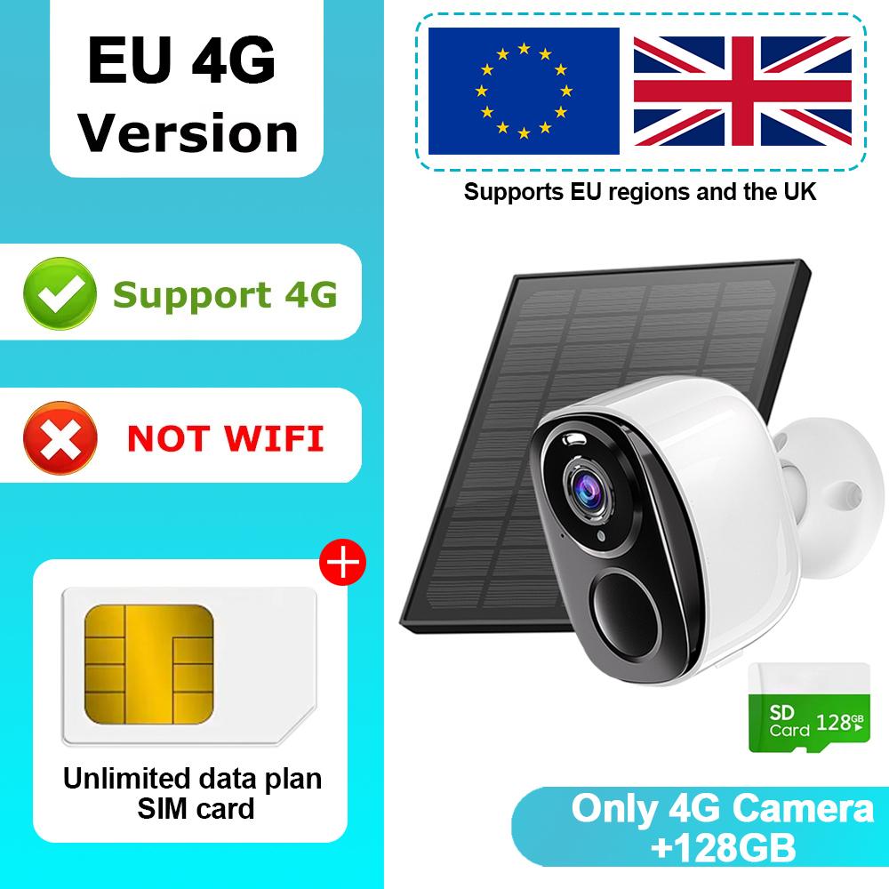 

OKAM PRO APP 4G Камера HD 5MP Ширококутний об єктив 130° Акумулятор 5000 мАг Камера для вулиці IP66 Водонепроникна IP CCTV Кольорове нічне бачення EU Solar camera+128GB