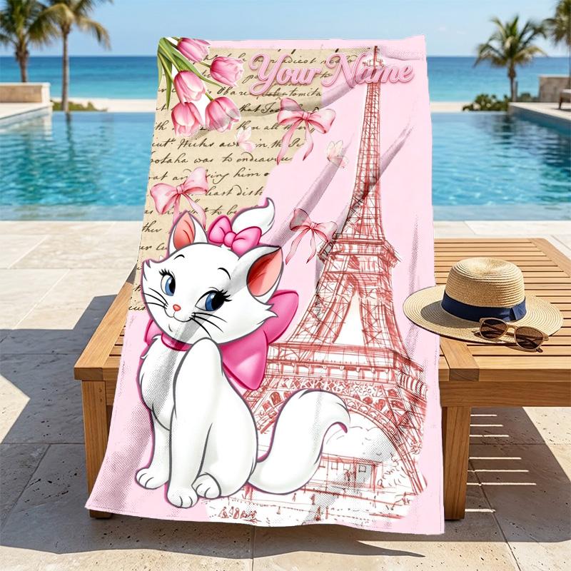 Custom Name Paris Style Stylish Digital Printing Beach Towel Quick‑Drying Absorbent Blanket for Beach Pool Gym Travel