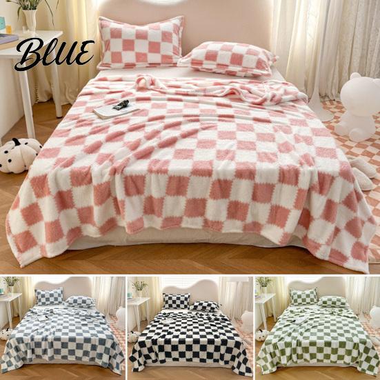 Soft Baby Blanket Bed for Fluffy Checkered Plush Breathable Chessboard Pattern Weaved Polyester All Season