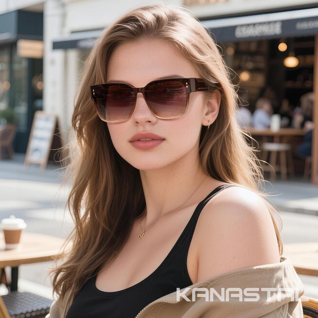 [KANASTAL] Oversized Sunglasses - Can be worn over eyeglasses. Polarized, UV400 protection, large size, ultra-lightweight, suitable for driving,