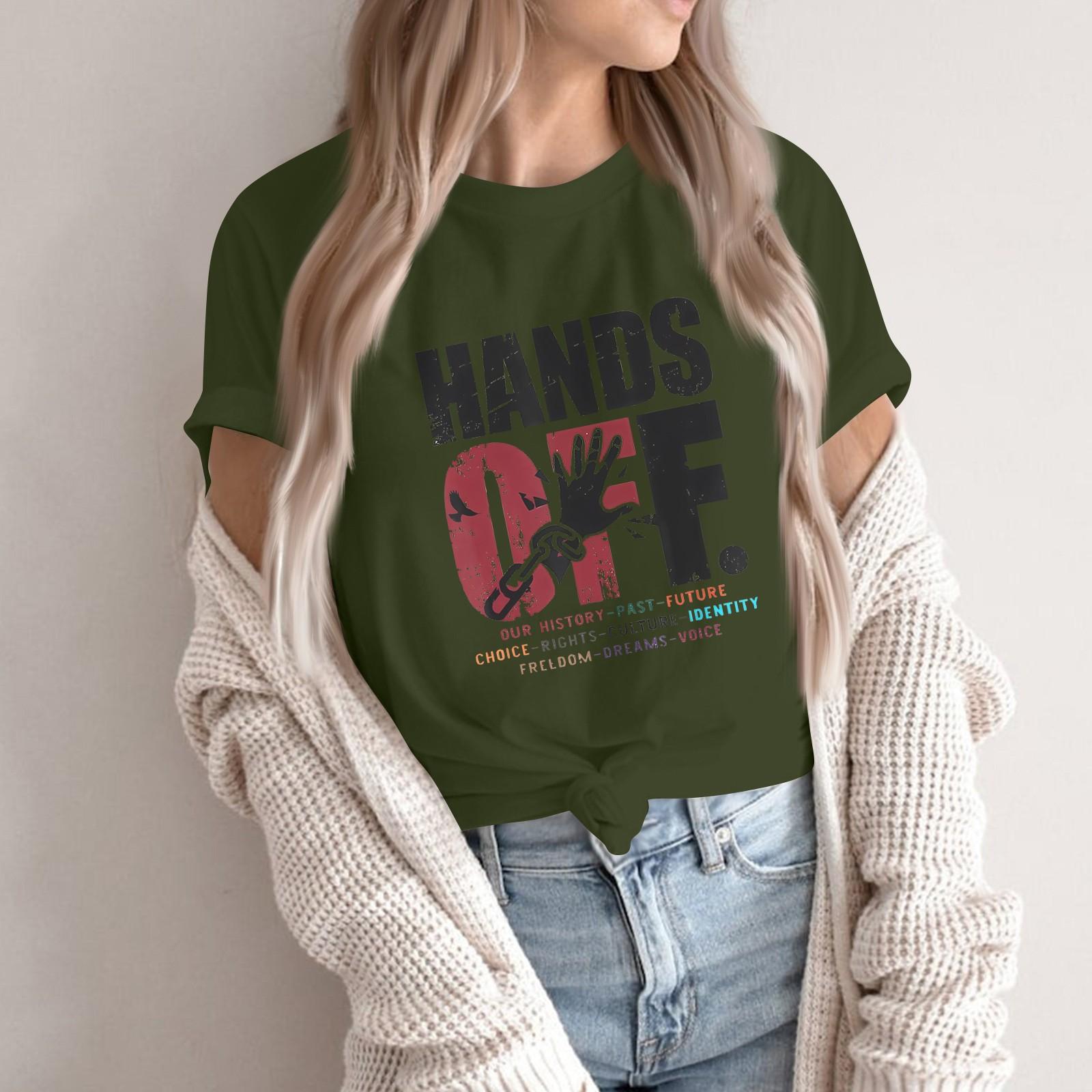 

РУКИ ПРОЧЬ - Мужчины и женщины в одинаковом стиле Casual Fashion Street Slim с короткими рукавами Футболки Футболки вокруг текущих событий и политики L армия зеленый