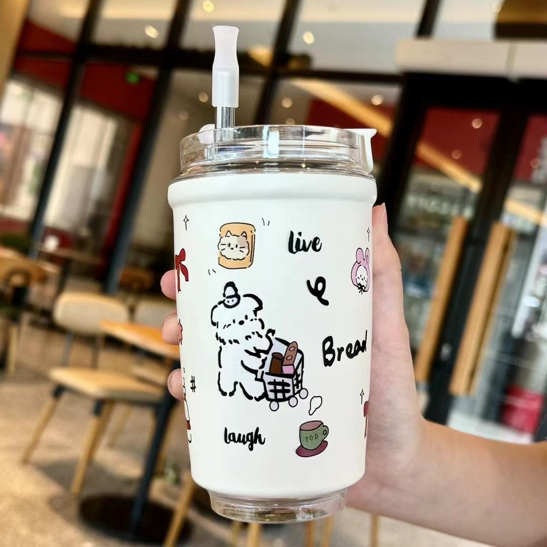 

Термобутылка с мультяшным медведем, женская кофейная кружка с бантом, нержавеющая сталь для горячих и холодных напитков, переносная бутылка для отдыха на открытом воздухе 301-400ml