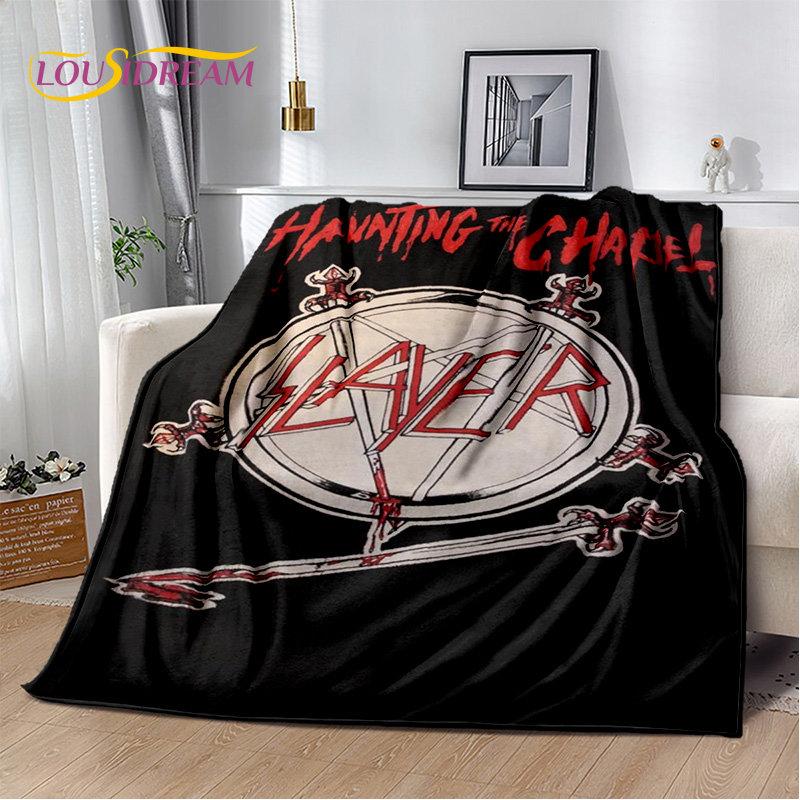 Slayer Heavy Metal Grubu Yumuşak Peluş Battaniye, Salon Yatak Odası Yatak Kanepe Piknik Örtüsü için Flanel Battaniye Sıcak Çocuklar
