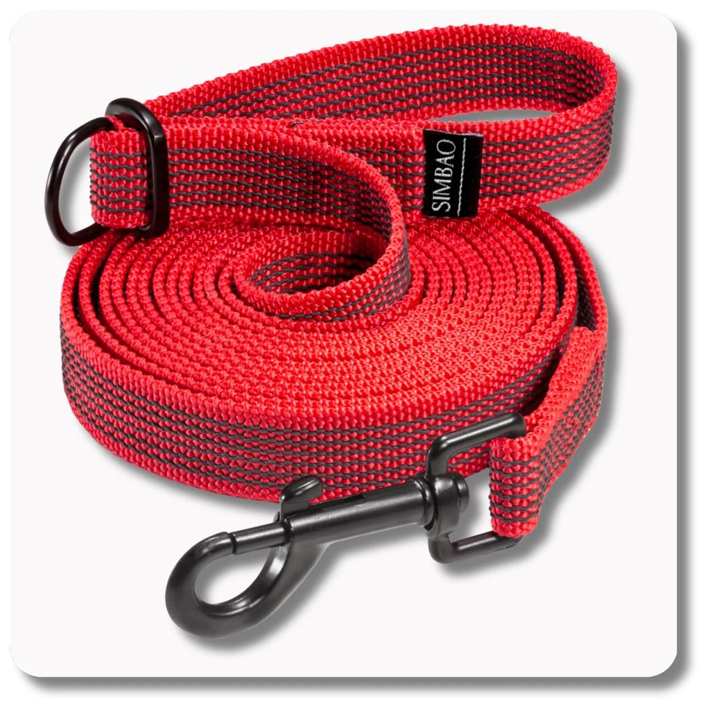 Regulowana smycz antypoślizgowa czerwona - 7m, 86mm twistlock - pies 15-80kg