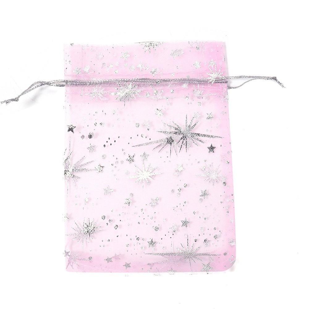 10Pcs Organza Drawstring Gifts Bag Transparent 9x12cm Storage Pouches Colorful Drawstring Pouches 5x5x5cm розовый