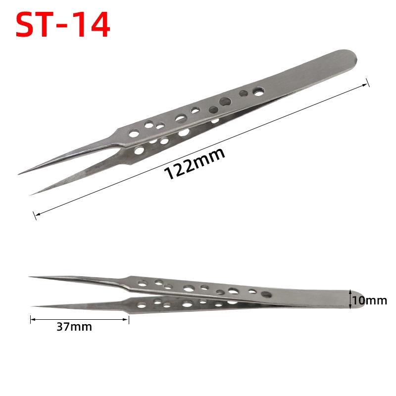 Non-Slip Stainless Steel Precision Tweezers with Holed Design for Makeup and Nail Art