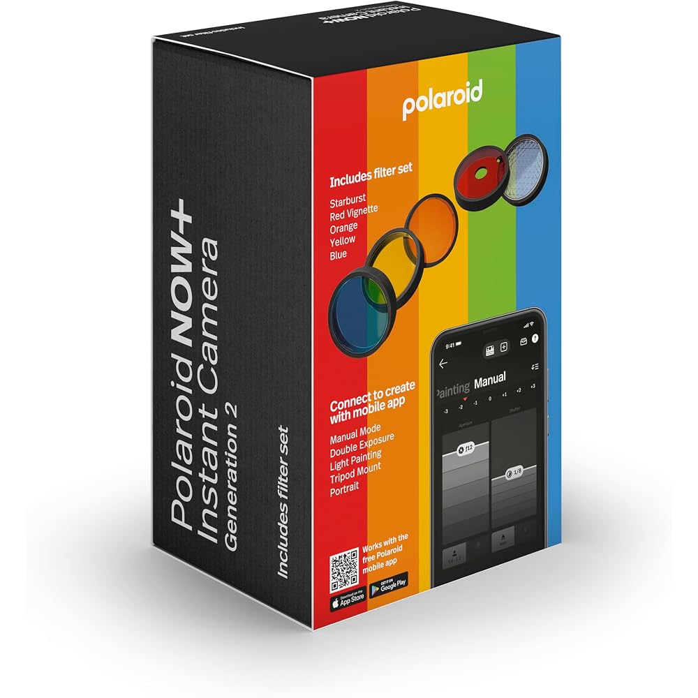POLAROID Instant Camera Polaroid Now+ Generation 2 - Black (9076)