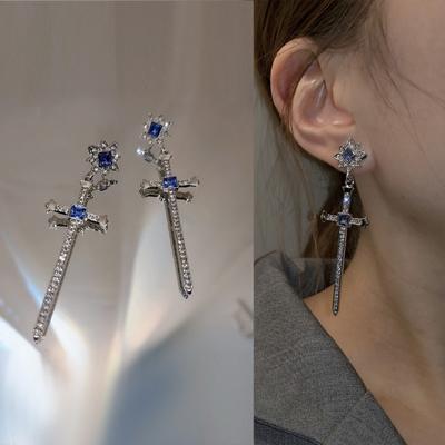 1pc Zircon Cross Earring Fashion Women Vintage Exquisite Gothic Zircon Drop Earrings Sweet Cool Party Jewelry Gifts