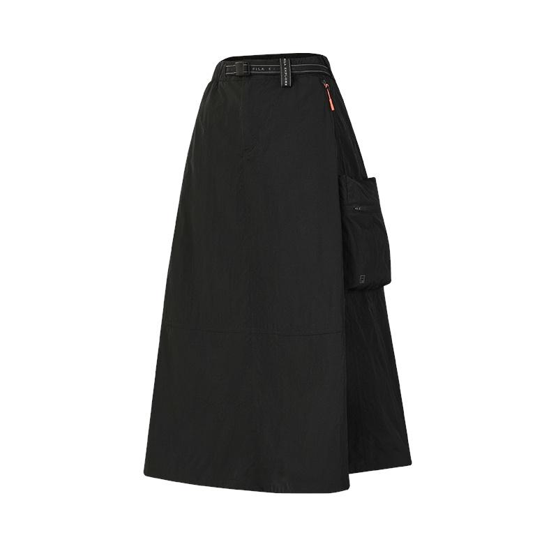 

FILA Explore Fashion Trend Minimalist Classic Retro Workwear Versatile Comfortable Woven Loose Casual Long Skirt Women skirts Deep-Black A11W627303FBK S