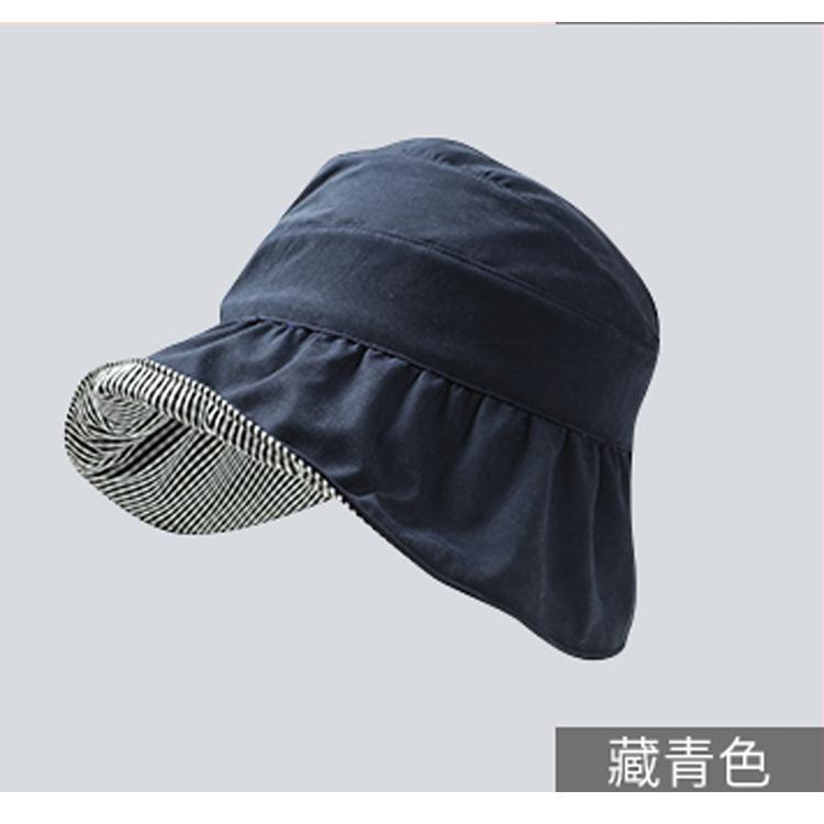 

Children s empty top hat summer plaid sun protection sun hat parent-child girl sun bucket hat breathable large brim Adjustable Темно-синій