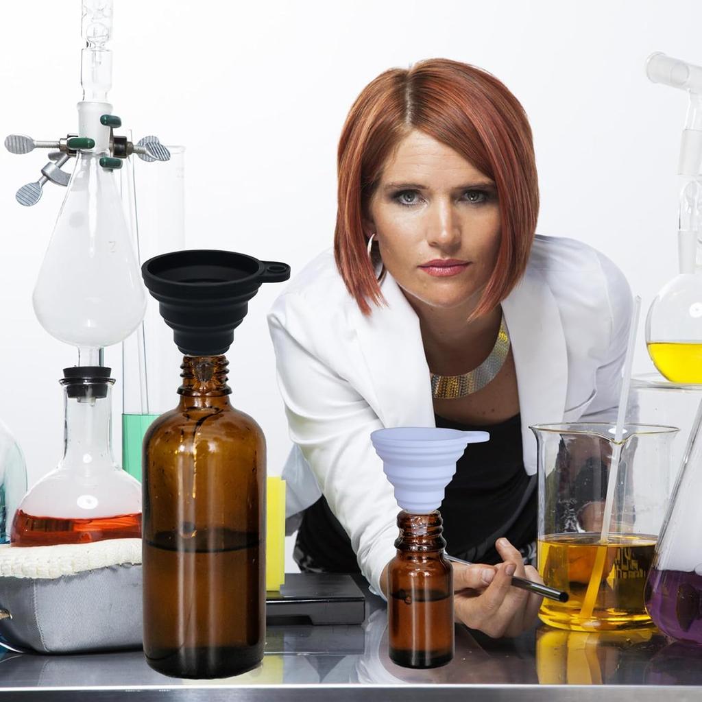 Kitchen Funnel Set Small and Large Kitchen Gadgets Accessories Foldable Silicone Collapsible Funnels for Filling Water Bottle Liquid Transfer