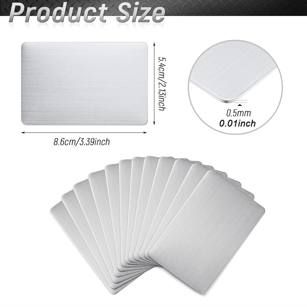 10pcs 304 Stainless Steel Metal Business Cards Blank Laser Engraving Stainless Cards for House Office Customer DIY Gift Plate