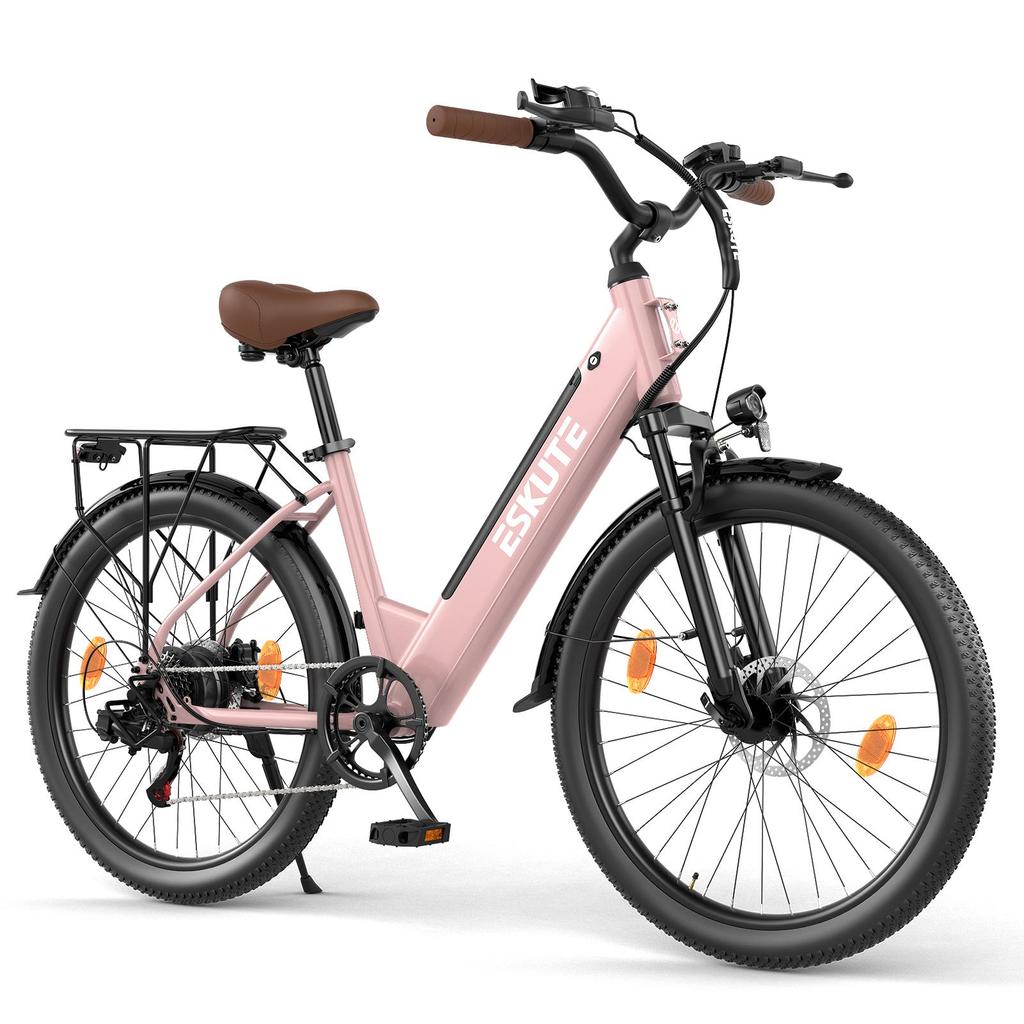 ESKUTE C100 PLUS City Commuting E-Bike For Unisex 36V13AH Battery 250W Motor 26 Inch Tires Electric Bicycle With TowSeat Comfortable and Practical