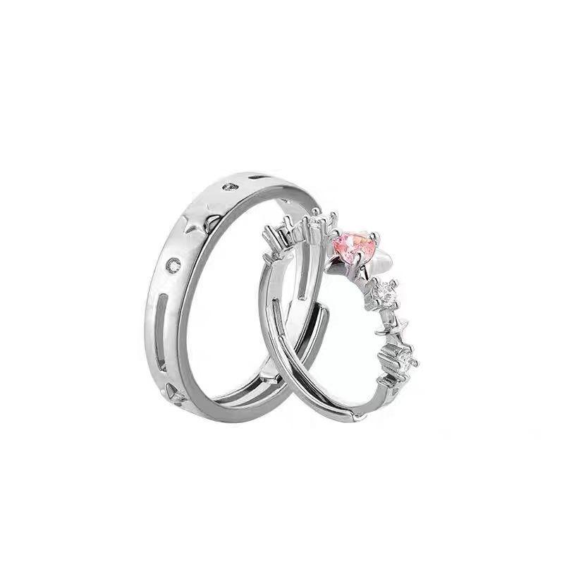 Pink Star Adjustable Couple Ring: Simple, Luxurious, Versatile Index Finger Rings for Men and Women
