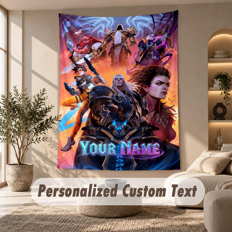 Tapestry Custom Name Text, Wall Hanging Tapestry Home Room DecorWorld of Warcraft