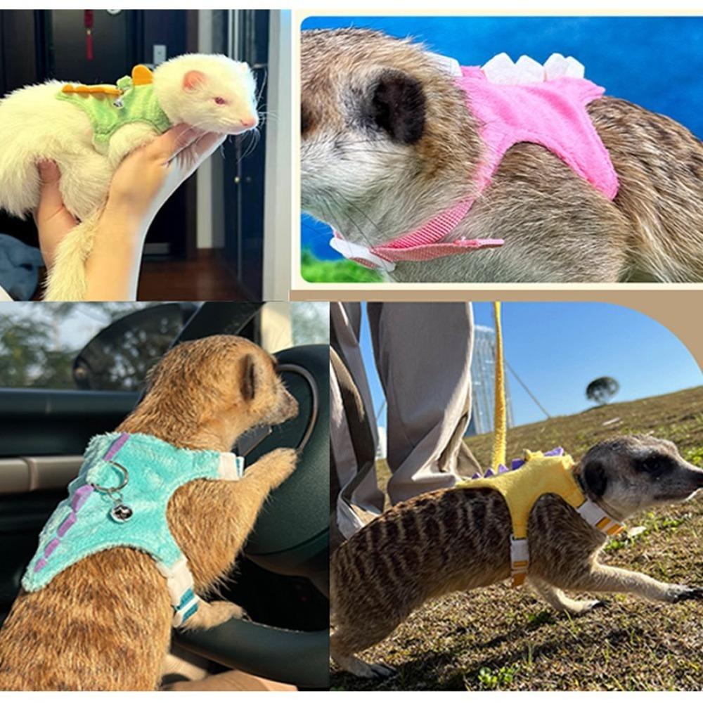 Süße Kurze Frettchen Leine Seil Weste Typ Dinosaurier Form Haustier Seil Glocke Verstellbar Gehen Mäuse Haustier Gehen