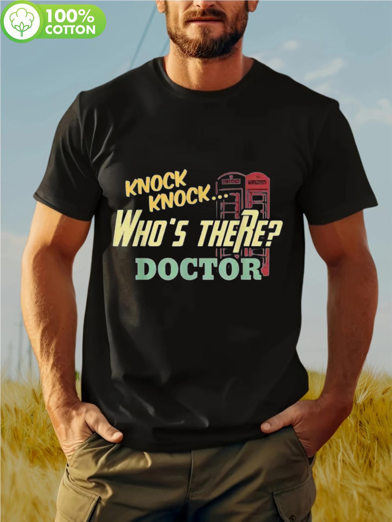 Who Graphic T-shirt - Knock Knock Joke & Red Telephone Box Design XXXXL