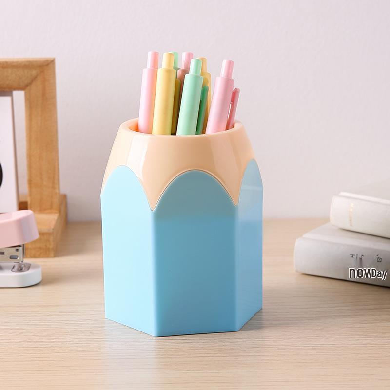 Creative Desktop Pen Holder: Large Capacity Pencil Organizer with Stylish Contrasting Colors for Students and Office Use